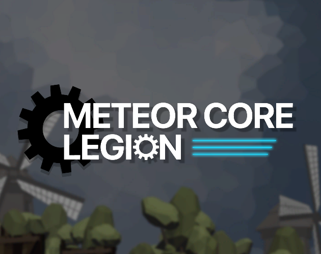 MeteorCore Legionのロゴとゲームの風景